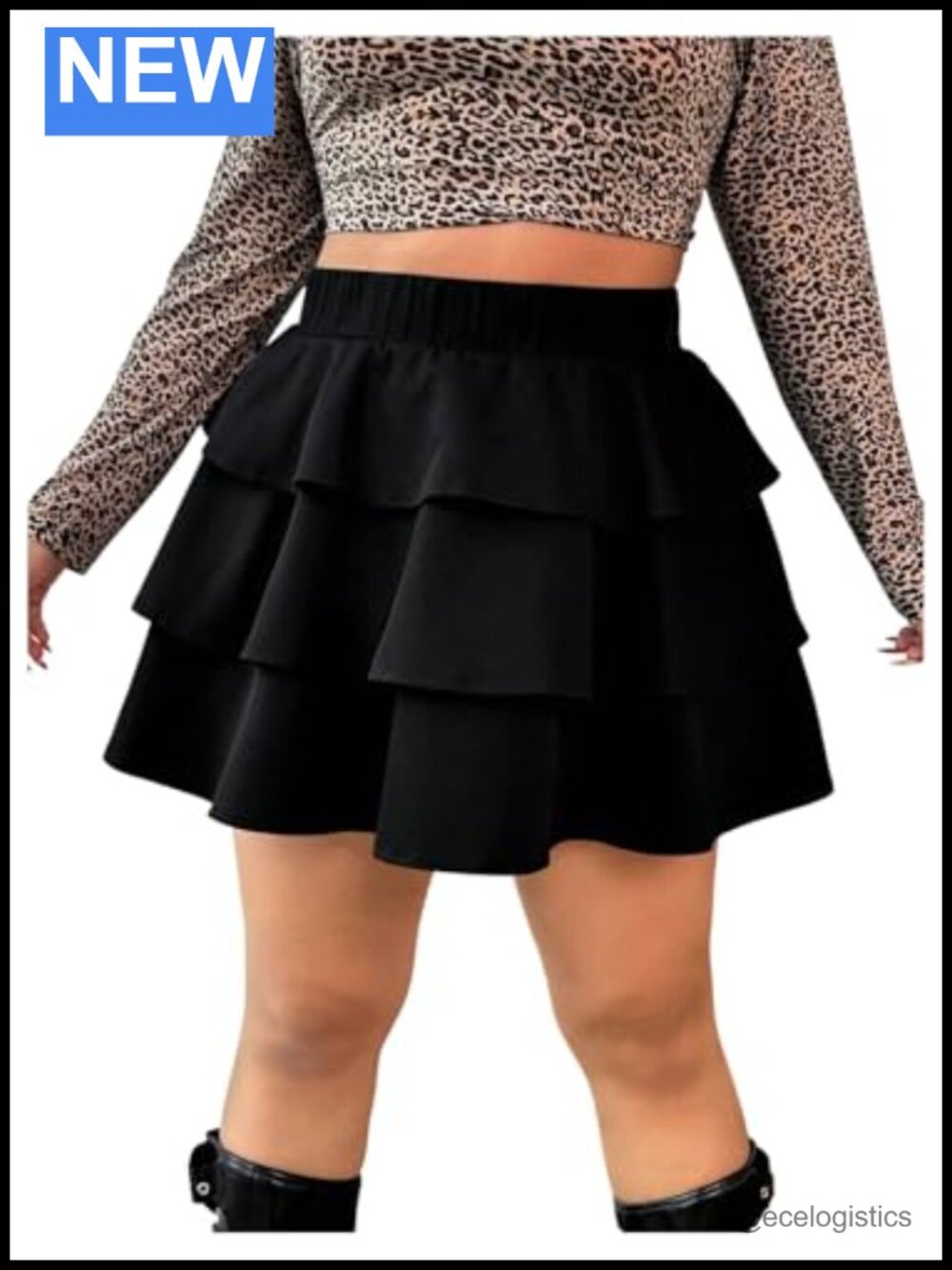 Ruffle Layered High Waist A-Line Flowy Mini Skirt Plus Size